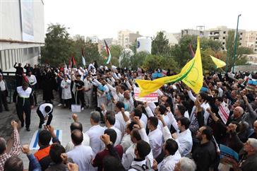 تجمع کادر درمان دانشگاه علوم پزشکی تبریز در محکومیت جنایت رژیم صهیونیستی در حمله به بیمارستان المعمدانی غزه