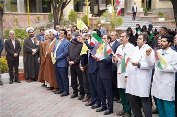 تجمع حمایتی کادر بهداشت و درمان دانشگاه علوم پزشکی تبریز در محکومیت جنایت رژیم صهیونیستی در حمله به بیمارستان های غزه